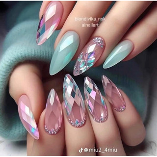 Hộp kim tuyến hình thoi trang trí móng tay