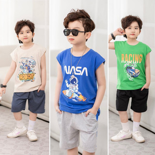 Bộ ba lỗ LITIBABY vải cotton sát nách cho bé trai size 11kg - 30kg