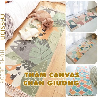 Thảm Trải sàn CanVas Phong Cách Bohemian Trang Trí Chân Ghế Sofa Chân Giường Ngủ