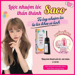 Lược nhuộm tóc Saco không cần tẩy hay nâng tone chai 400ml gồm 20 màu hot trend
