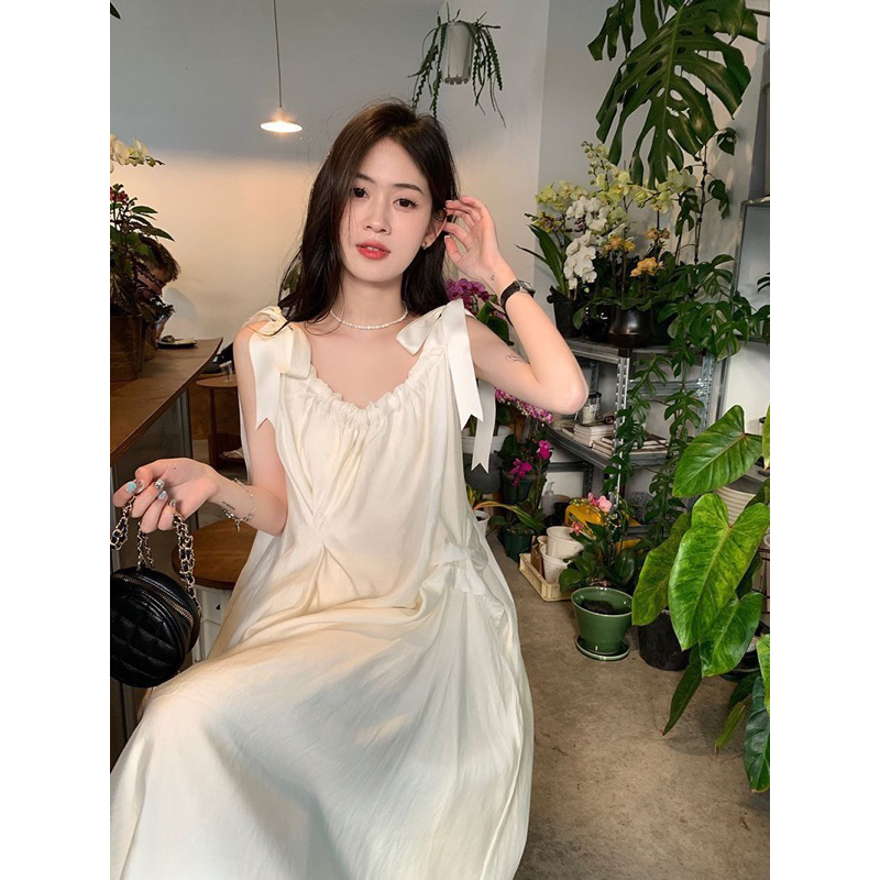 Váy nữ, Váy Maxi Tơ 2 Lớp Buộc Nơ Siêu Xinh, Đầm Maxi Đi Biển Dáng Dài Siêu Xinh | BigBuy360 - bigbuy360.vn