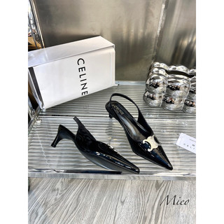 Sandal bít mũi tag bạc chất da bóng, qccc fullbox