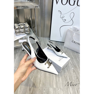 Sandal bít mũi tag bạc chất da bóng, qccc fullbox