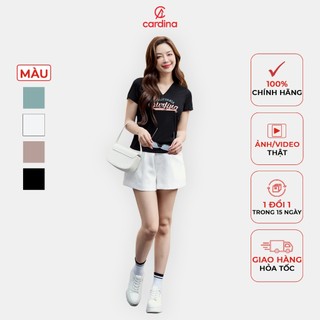 Áo thun nữ CARDINA chất tăm lạnh cổ V  form basic kiểu dáng nhẹ nhàng trẻ trung màu sắc đa dạng 4AFC02