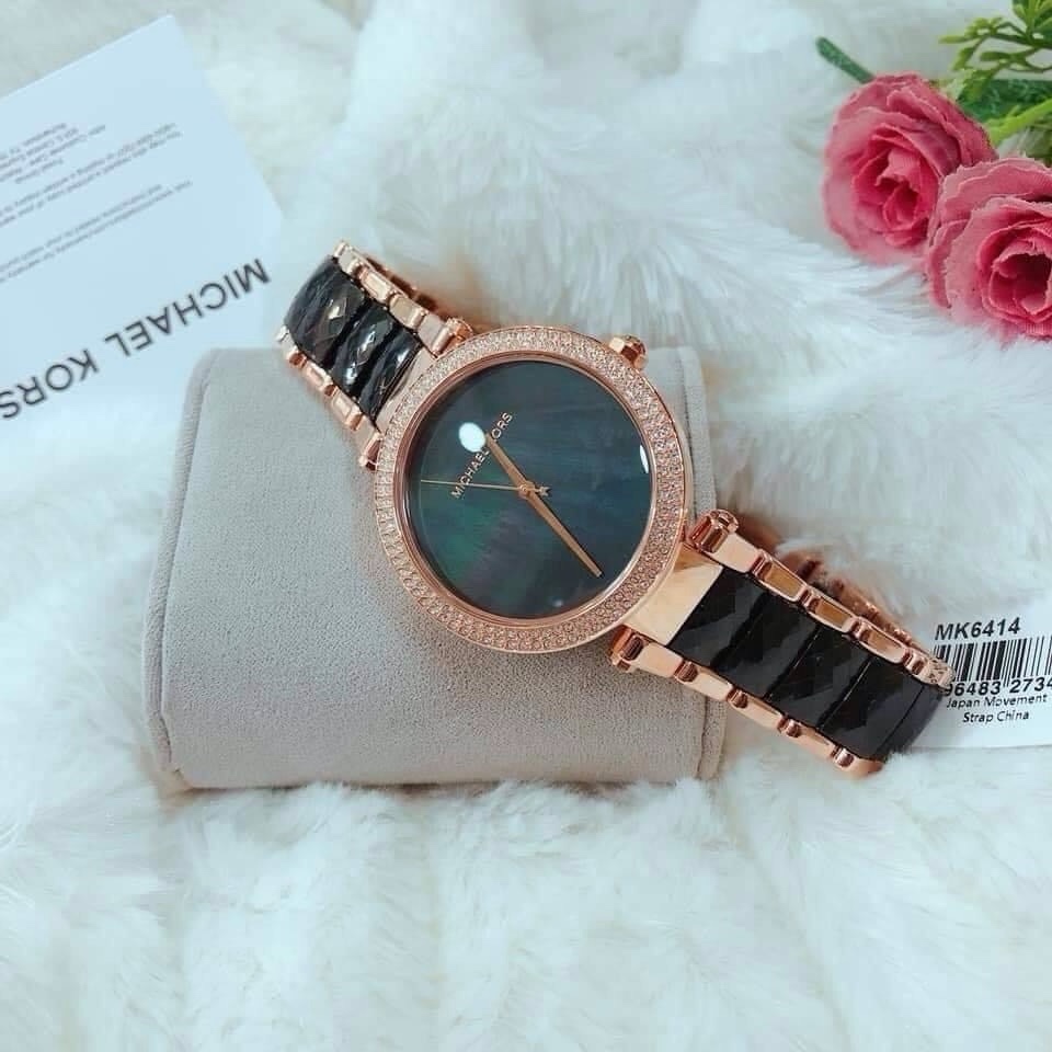 Đồng hồ nữ Michael Kors MK6414 Parker Black Rose Gold Women's Watch 39mm, Authentic, Full box, Luxur