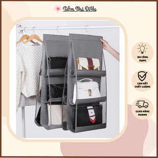 🌸 Túi Treo Giỏ Xách [TẶNG 3 MÓC CƯỜNG LỰC] Giá Treo Túi Xách 6 Ngăn 3 Tầng Cao Cấp Chống Bụi NC5016 🌸