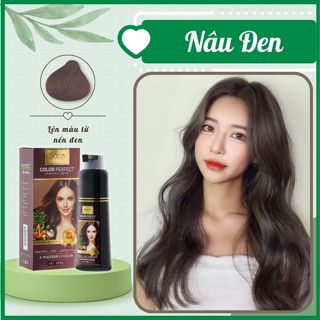Dầu gội nhuộm Màu Nâu Đen Saco Dark Brown 02 thảo dược thiên nhiên không gây hư tổn cho tóc