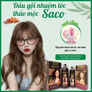 Dầu gội nhuộm tóc thảo dược Saco, dầu gội phủ bạc siêu dưỡng không gây hư tổn cho tóc