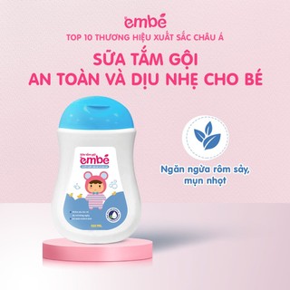 Sữa Tắm Gội Em Bé từ thảo dược, làm sạch dịu nhẹ da bé, ngăn ngừa mẩn ngứa, rôm sảy (Sữa tắm gội embe chai 180 ml)