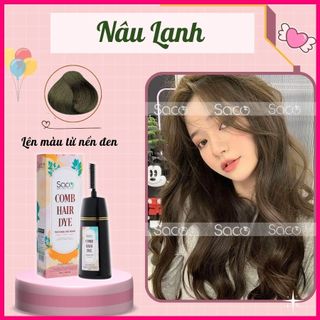 Lược nhuộm tóc thần thánh Saco màu Nâu Lạnh lên màu từ nền đen, không cần tẩy hay nâng tone chai 400ml