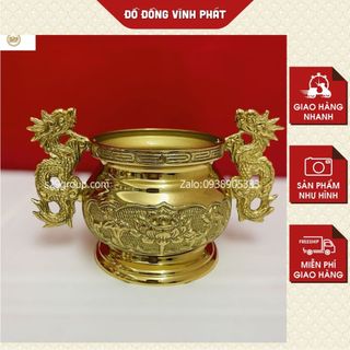 Lư hương thờ cúng bằng đồng phong thủy,dùng để cắm nhang,hương phù hợp với bàn thờ dưới 1m5