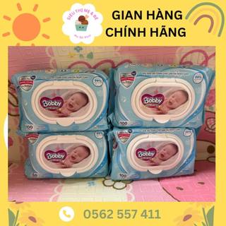 Bộ 4 gói khăn ướt bobby không mùi 100 tờ/gói date t1/2027