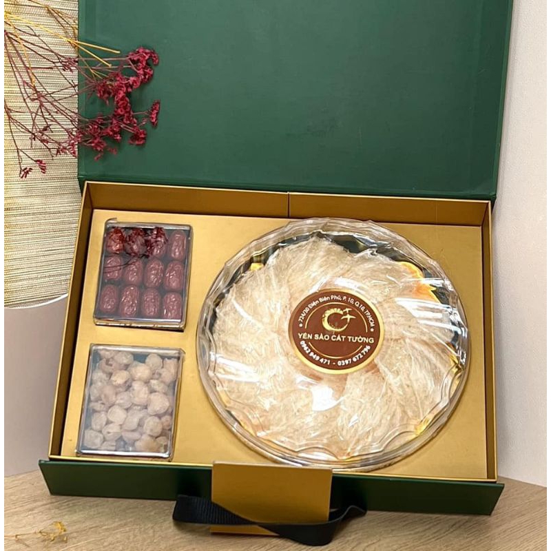 HỘP QUÀ NAM CHÂM ĐỰNG 100G YẾN SÀO, CÓ QUAI XÁCH