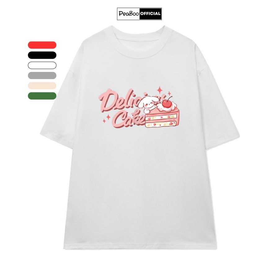 Áo Thun Nữ, Áo Phông Unisex By PEABOO Mã TN Deli Cake Chất Cotton Thoáng Mát Form Rộng Tay Lỡ Cho Na