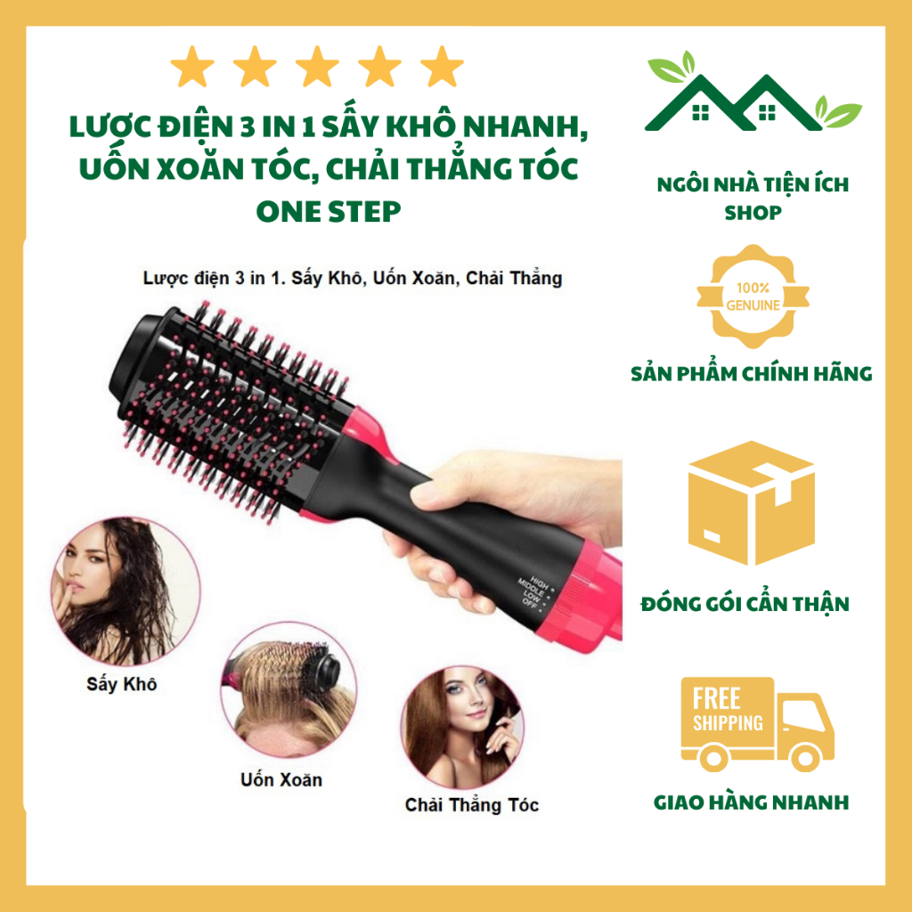 Lược Điện One Step 3 in 1 Đa Năng Tạo Kiểu Tóc, Sấy Khô Cực Nhanh, Uốn Xoăn Tóc, Chải Thẳng Tóc
