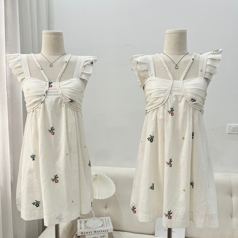 Váy Nữ, Váy Hoa Line Cánh Tiên 2 Lớp Tết Thừng Có Mút Ngực, Đầm Nữ Dáng Babydoll Siêu Xinh | BigBuy360 - bigbuy360.vn