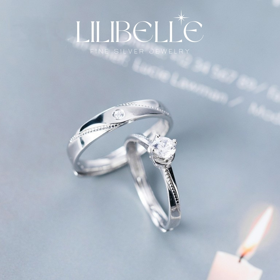 Nhẫn đôi bạc 925 Freesize  Agnès Couple Rings - LILIBELLE Silver ND03