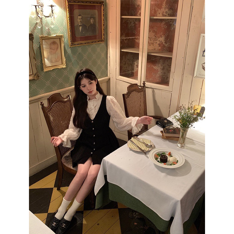 Váy Nữ, Váy Nhung Tăm Phối Ren Lông Dáng Xoè Phong Tiểu Thư Siêu Xinh | BigBuy360 - bigbuy360.vn