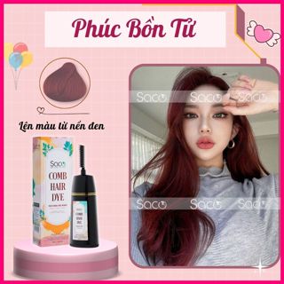 Lược nhuộm tóc thần thánh Saco màu Phúc Bồn Tử lên màu từ nền đen, không cần tẩy hay nâng tone Chai 400ml