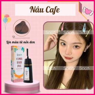 Lược nhuộm tóc thần thánh Saco màu Nâu Cafe lên màu từ nền đen, có phủ được bạc chai 400ml