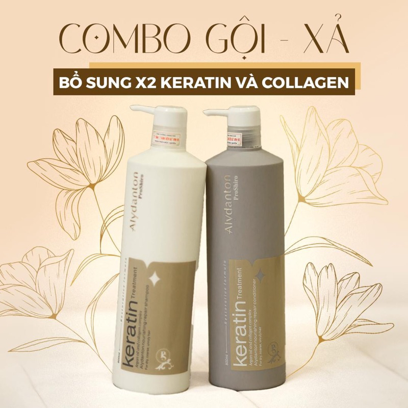 Bộ Gội Xả ALYDANTON 800ml*2 phục hồi tóc hư tổn, chống rụng kích thích mọc tóc