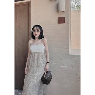 Đầm maxi 2s ren phối màu