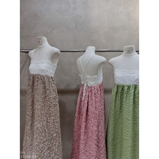 Đầm maxi 2s ren phối màu
