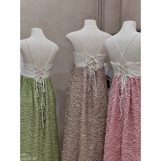 Đầm maxi 2s ren phối màu