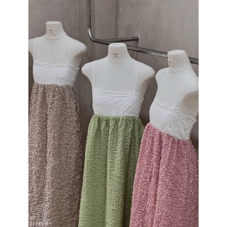 Đầm maxi 2s ren phối màu