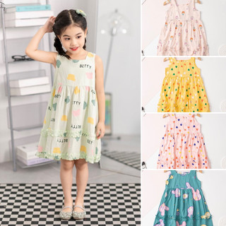 Váy lanh mùa hè bé gái LITIBABY bèo gấu viền size cho bé từ 11kg - 32kg