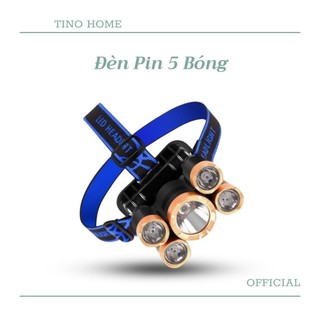 Đèn Pin Đội Đầu 5 Bóng Thiết Kế Cao Cấp Chống Nước Độ Bền Bóng Led Lên Đến 10000 Giờ GVQ Store