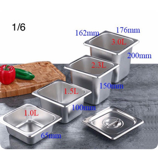 Khay inox 1/6 đựng thực phẩm, đựng topping