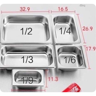 Khay inox 1/6 đựng thực phẩm, đựng topping ( 스텐 밧드 1/6)