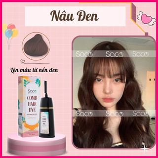 Lược nhuộm tóc thần thánh Saco màu Nâu Đen không cần tẩy hay nâng tone chai 400ml