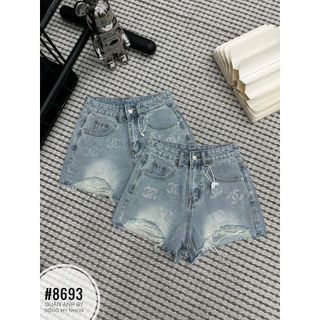 Quần jeans mềm đính đá X rách 8693