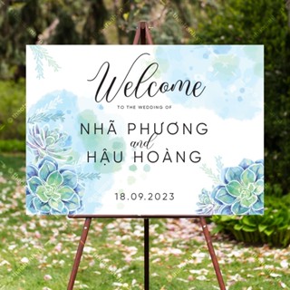 Bảng Welcome 50x70cm Vuông Hoa - BẢNG TÊN ĐÁM CƯỚI, SINH NHẬT, LỄ TIỆC + Trang Trí Gia Tiên, Backdrop, Cổng Cưới