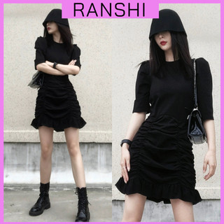 Đầm Body Tay Ngắn RANSHI Thiết Kế Đuôi Cá Nhún Hông Chê Khuyết Điểm Style Tiểu Thư Sang Chảnh - RBD133