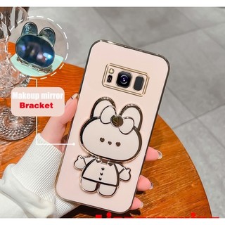 Ốp lưng dẻo mềm samsung S8+/S8PLUS  hình thỏ có gương soi làm giá đỡ