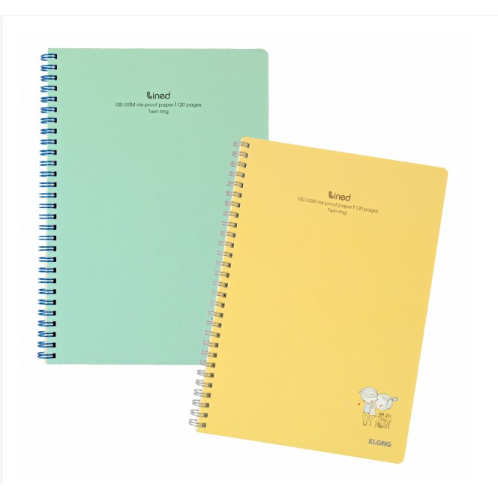 Vở Kẻ Ngang B5 120 Trang MS 581 Bìa Nhựa Lò Xo Kép Klong Lined Sổ KLONG, Tập KLong