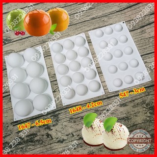 Khuôn silicon tròn làm trứng muối giả trang trí, viên socola tròn tráng miệng, nhân bánh mochi, trứng muối tan chảy