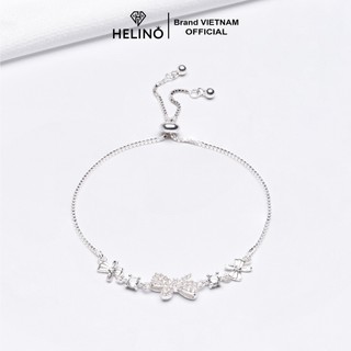 Lắc tay bạc nữ HELINO dây rút nơ đính đá xinh xắn V20