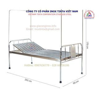 Giường bệnh nhân, giường y tế, giường y tế nâng đầu, inox tinta
