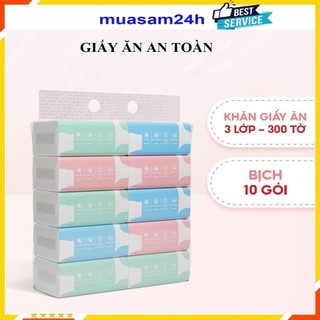 Bịch 10 gói giấy ăn rút, giấy ăn gumi, giấy ăn 3 lớp cao cấp, hàng việt nam chất lượng cao