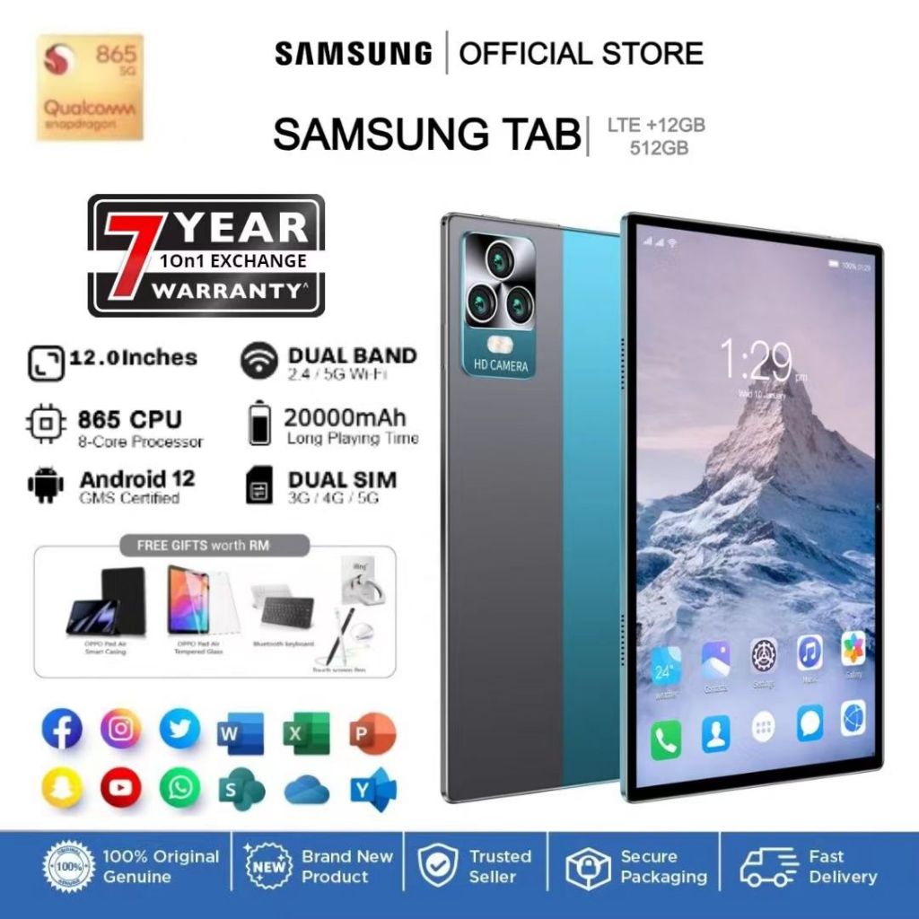 BÁN HÀNG HÀNG ĐẦU Samsung Galaxy A8 12Inch 2023 Android 12.0 16GB + 512GB Máy tính bảng thông minh Dual SIM 5G