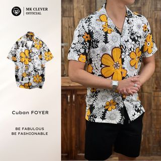 Áo Sơ Mi Cuban nam Foyer Ngắn Tay MK CLEVER Chất liệu lụa mềm mịn, thoáng mát, chống nhăn, form rộng mặc hằng ngày