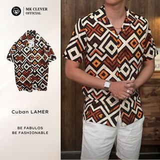 Áo Sơ Mi Cuban nam Lamer Ngắn Tay MK CLEVER Chất liệu lụa mềm mịn, thoáng mát, chống nhăn, form rộng mặc hằng ngày