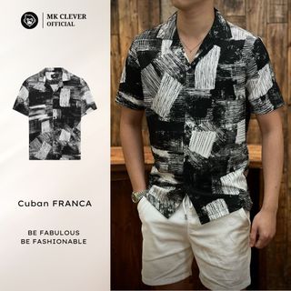 Áo Sơ Mi Cuban nam Franca Ngắn Tay MK CLEVER Chất liệu lụa mềm mịn, thoáng mát, chống nhăn, form rộng mặc hằng ngày
