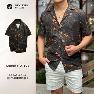 Áo Sơ Mi Cuban nam Notice Ngắn Tay MK CLEVER Chất liệu lụa mềm mịn, thoáng mát, chống nhăn, form rộng mặc hằng ngày