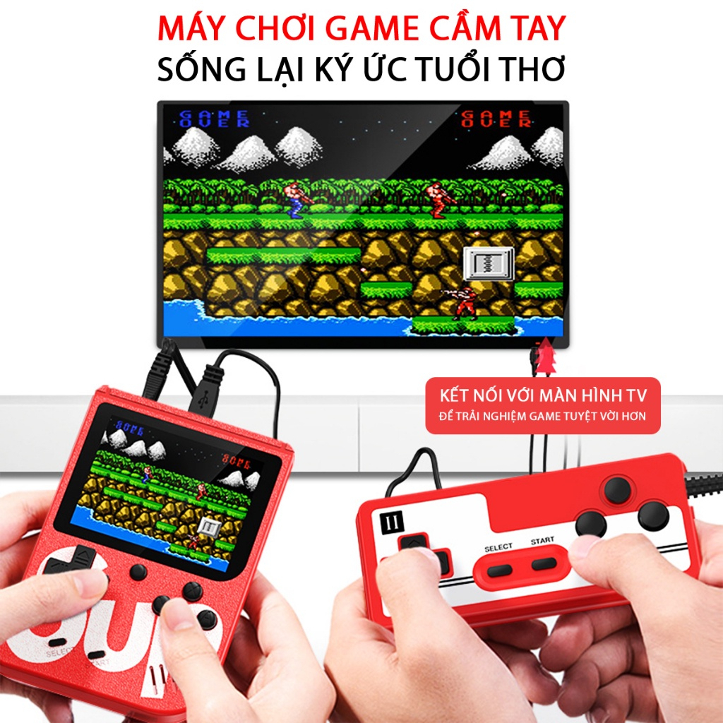 Máy chơi game cầm tay SUP 400 trò - Kết nối Tivi chơi 2 người - Máy chơi game điện tử 4 nút cao cấp tay cầm Sup