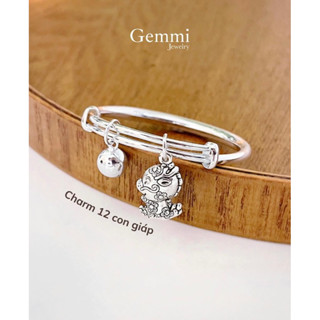   Đặc ruột  Vòng lắc Bạc Nguyên chất Hình con Rồng 3D cho bé - Gemmi Jewelry 